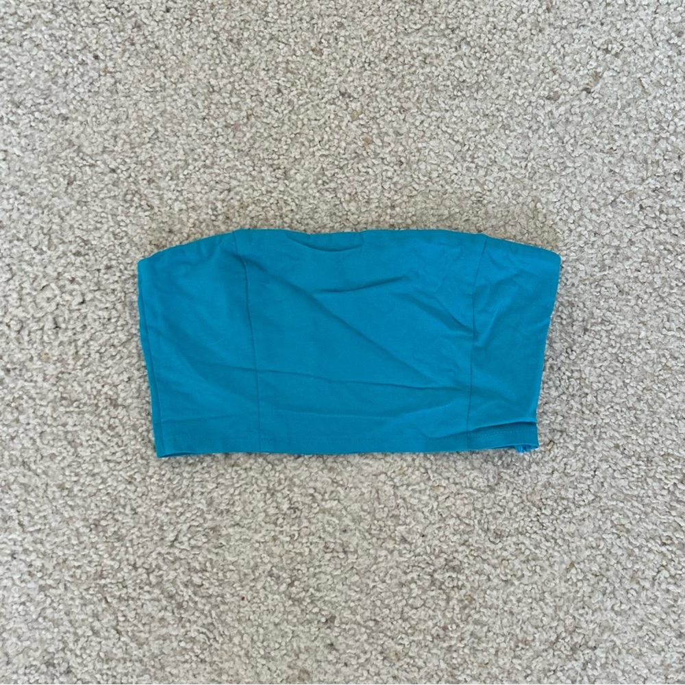 Blue Motel Cropped Tube Top
